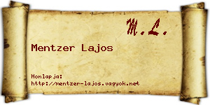 Mentzer Lajos névjegykártya